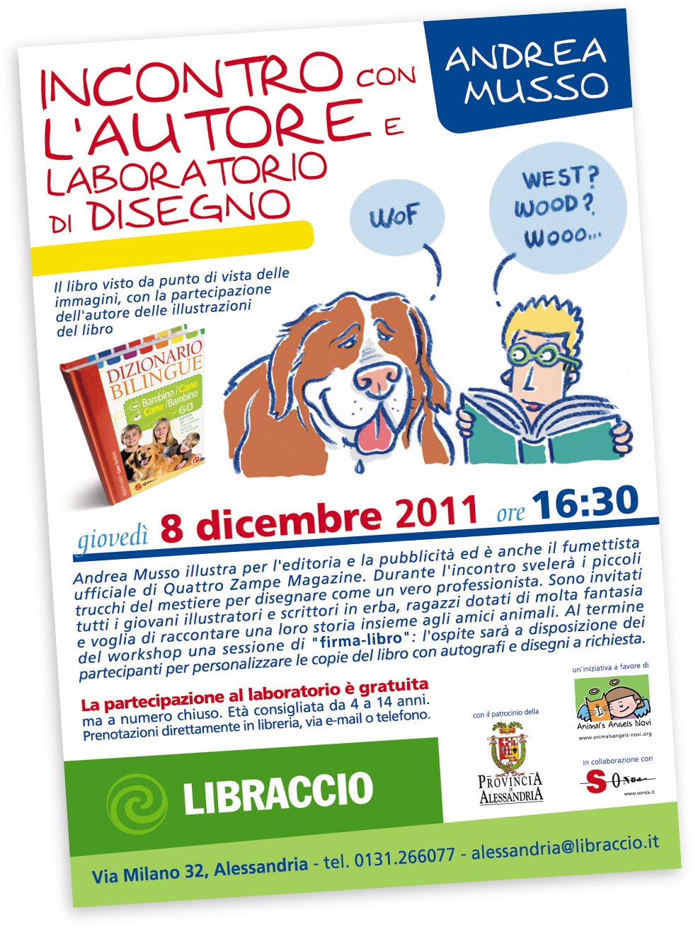 locandina del laboratorio di disegno alla Libreria Libraccio